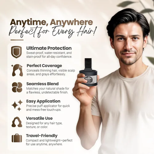 Miniatura 5 de Koloret - Polvo de retoque de raíz, polvo negro natural para mujeres y hombres, cobertura instantánea de raíces para cobertura de canas, corrector