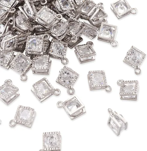Miniatura 8 de Beadthoven - Dijes de circonita cúbica a granel, chapados en oro KC, colgantes de piedra de circonita cúbica, corazón, estrella, lágrima, flor