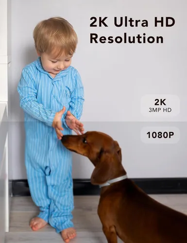 Miniatura 6 de Cámara de seguridad con cable 2K, interior/exterior para el hogar, mascotas, bebé, niñera, visión nocturna a color impermeable IP65, luz blanca