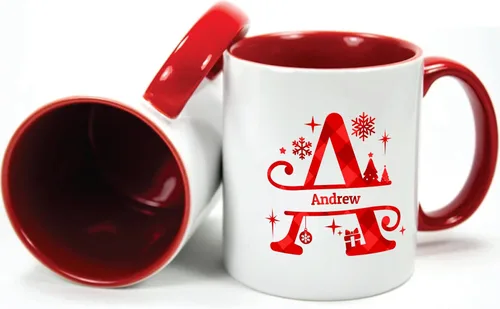 Miniatura 3 de Taza de café con inicial de decoración navideña con nombre, taza personalizada para mujeres y hombres, regalos con monograma, tazas de café
