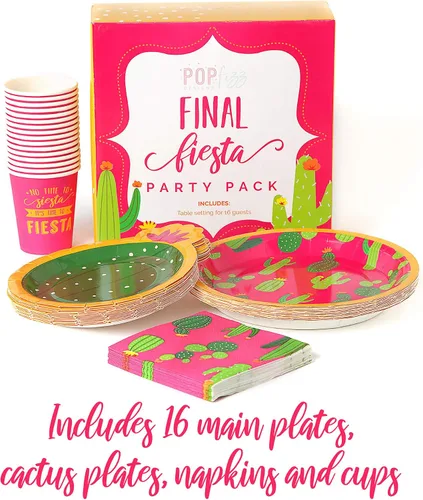 Miniatura 7 de Final Fiesta - Juego de platos para despedida de soltera I Decoraciones de fiesta I Incluye 16 platos de fiesta, platos laterales de cactus