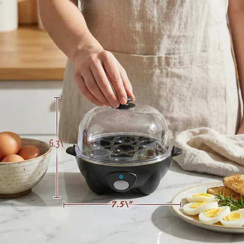 Miniatura 4 de Elite Gourmet EGC-007B # - Olla rápida para huevos, 7 huevos fáciles de pelar, duros, medianos, suaves, escalfador, máquina de tortillas, apagado
