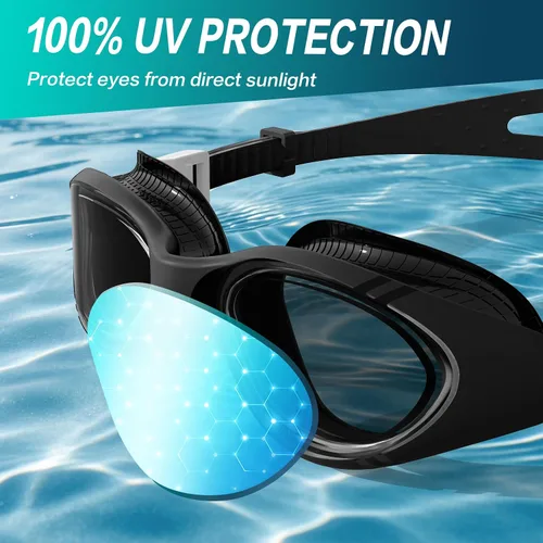 Miniatura 6 de VegoVia Gafas de natación para adultos para hombres y mujeres, gafas de natación para piscina, antiniebla/UV, gafas de natación con estuche Negro
