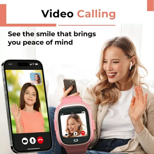 Miniatura 7 de Reloj inteligente para niños con rastreador GPS, llamadas de audio y video, alertas SOS, cámara HD, rastreador de fitness, controles parentales