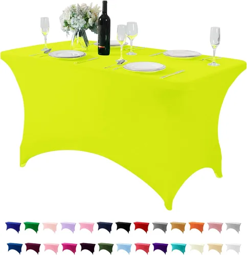 Miniatura 169 de Mantel de elastano para mesas de 4, 6 u 8 pies, mantel elástico universal ajustable para fiestas, banquetes, bodas y eventos - Verde manzana