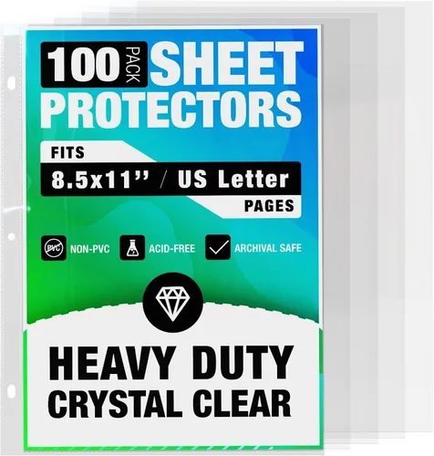Miniatura 8 de 25 paquetes de protectores de hojas transparentes resistentes de 8.5x11 para carpeta de 3 argollas, protectores de plástico para documentos en papel