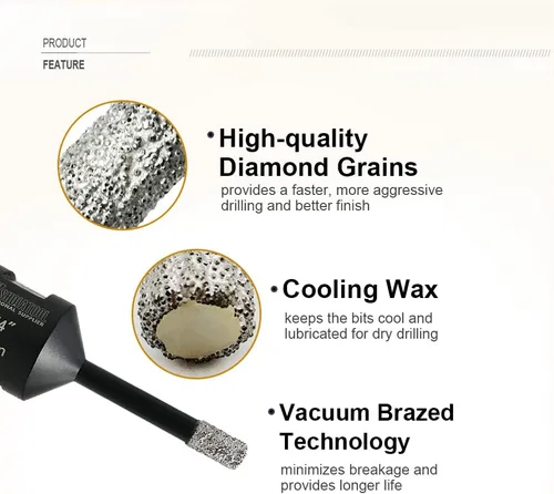Miniatura 6 de SHDIATOOL Juego de Brocas de Núcleo de Diamante para Sierra de Corona de Porcelana Cortador para Azulejo Mármol Cerámica Granito Ladrillos Usado