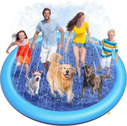 Miniatura 10 de Peteast Alfombrilla de salpicaduras para perros y niños – Piscina antideslizante para perros grandes, 0.023 in de grosor, duradera alfombra de juego