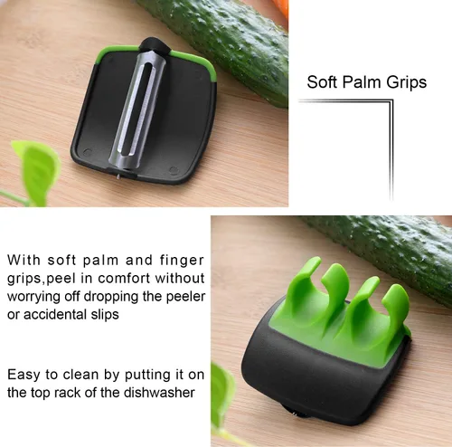 Miniatura 5 de Mudder 4 Piezas Pelador de Verduras de Dedo y Palma para Cocina, Pelador de Frutas y Patatas con Cómodo Agarre de Goma para Calabaza, Zanahoria