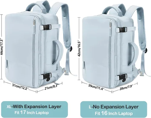 Miniatura 3 de Mochila de viaje de cabina aprobada por aerolíneas Beraliy para hombres y mujeres, Azul-claro, X-Grande, Mochilas de viaje
