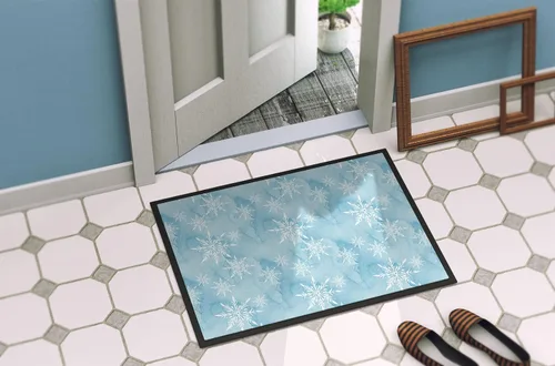Miniatura 4 de Caroline's Treasures BB7552MAT - Felpudo de acuarela con copos de nieve sobre azul claro, 18 x 27 pulgadas, tapete para puerta delantera