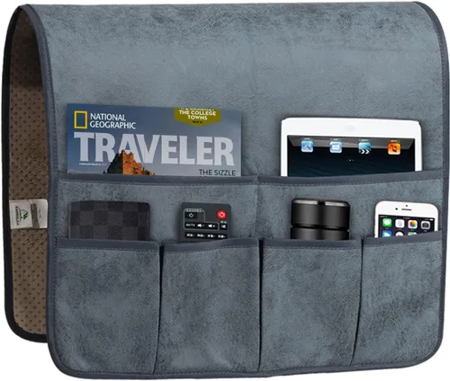 Miniatura 13 de HAOMAIJIA Organizador antideslizante de reposabrazos para sofá, organizador de almacenamiento lateral para sillón y mesita de noche, para sofá
