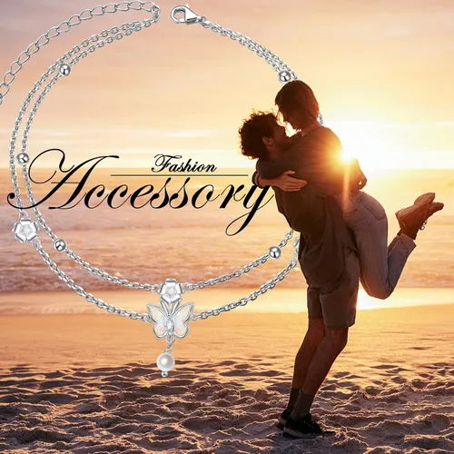 Miniatura 6 de Tobillera de plata de ley S925 ajustable para mujer