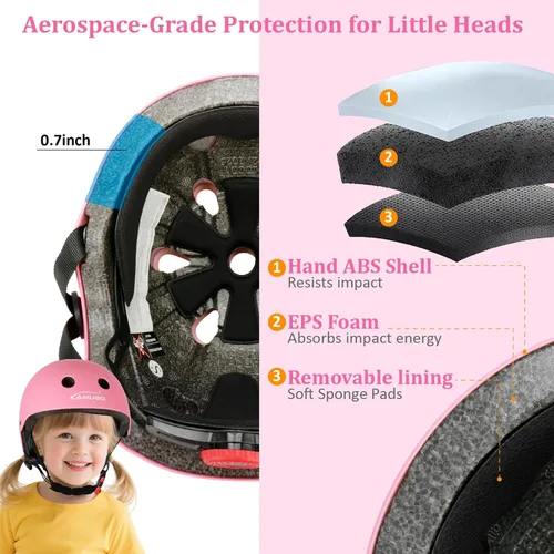 Miniatura 2 de KAMUGO - Casco ajustable para niños, adecuado para niños pequeños de 2 a 14 años, para niños y niñas, seguridad multideportiva para ciclismo, Rosa