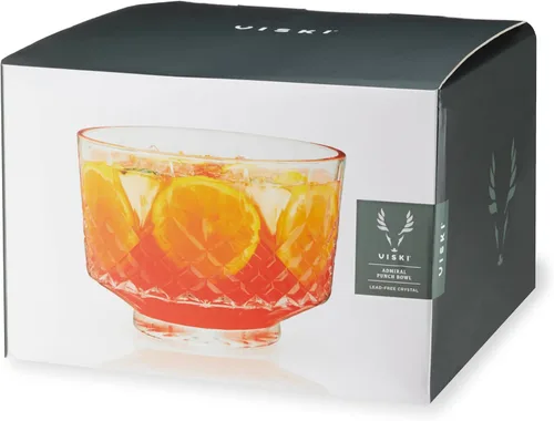 Miniatura 10 de Viski Admiral Crystal Punch Bowl – Tazón de cristal estilo vintage para fiestas – Vajilla para cócteles, apto para lavavajillas, 2.5 galones, 320