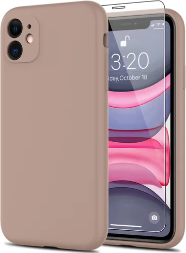 DEENAKIN Funda compatible con iPhone 11 con protector de pantalla, silicona sedosa, funda de cámara mejorada, probada contra caídas de 16 pies,