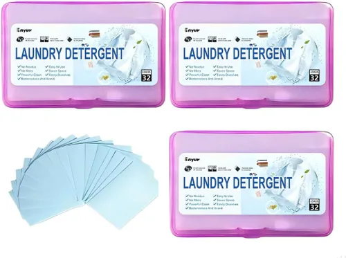 Miniatura 4 de Hojas de detergente para ropa Ultra portátiles Tamaño de viaje 32 cargas, disolución de 5 segundos Aprobado por la TSA y ecológico