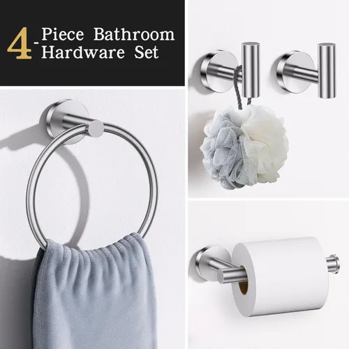 Miniatura 3 de Lairuier Juego de accesorios de baño, juego de 4 toalleros que incluye soporte para papel higiénico, anillo para toallas y 2 ganchos para toallas