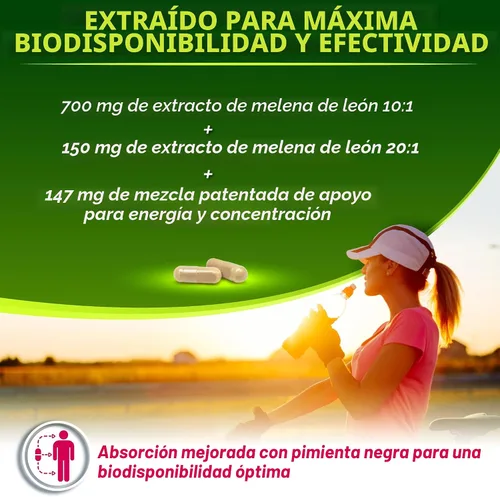 Miniatura 4 de Cápsulas orgánicas de suplemento de melena de león – Contiene beta glucanos y polisacáridos de origen natural, mejorados con energía orgánica