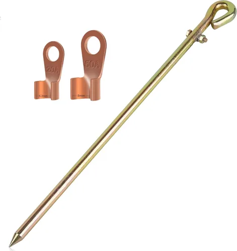 Varilla de tierra portátil - Pasador de tierra con terminal de cable de tierra | Ideal para cercas eléctricas, Fenerador, antenas, parabólicas,