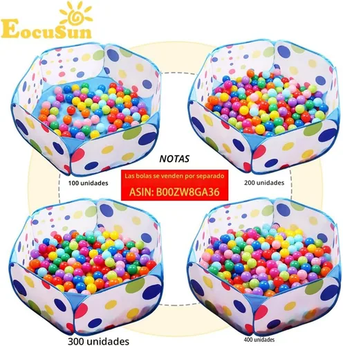 Miniatura 5 de Alberca para bolas EocuSun grande para niños, tienda para bolas para niños y niñas, de interior y exterior, corral de juegos para bebés con bolsa