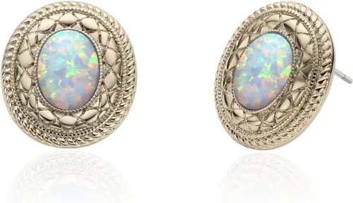 Aretes de ópalo para mujer, piedras preciosas naturales, color blanco y azul, juego de joyas de ópalo ovalado, hipoalergénicos, piedra natal,