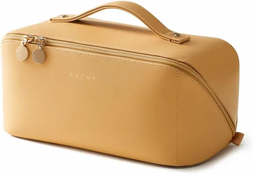 Miniatura 64 de EACHY Bolsa de Maquillaje de Viaje, Bolsas de Cosméticos de Gran Capacidad para Mujeres, Bolsa Portátil Impermeable que se Abre Plana, Bolsa de Aseo