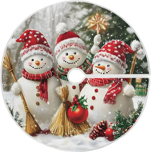 Miniatura 7 de ALAZA Decoración de falda de árbol de Navidad, pequeño adorno de falda de árbol de 35.4 pulgadas con copos de nieve azules con purpurina navideña
