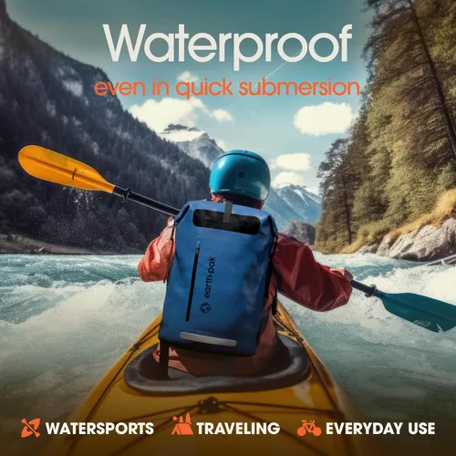 Miniatura 3 de Earth IPX8 Mochila impermeable de 35 L, con cierre enrollable resistente con bolsillo frontal con cierre de fácil acceso y panel trasero acolchado