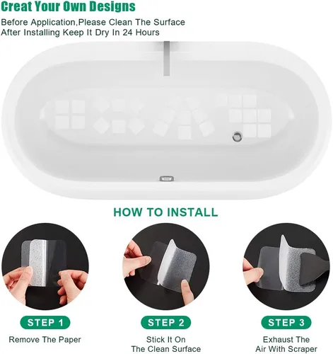 Miniatura 4 de Calcomanías antideslizantes para bañera, 28 unidades, adhesivos antideslizantes para bañera, baño, escaleras con raspador prémium