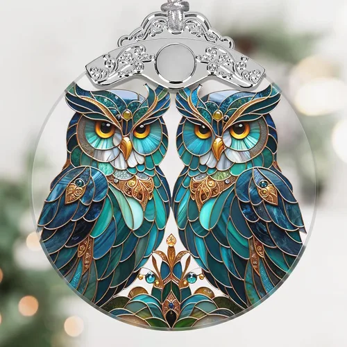 Miniatura 10 de Adorno colgante de vidrieras de Phoenix, idea de decoración para árbol de Navidad
