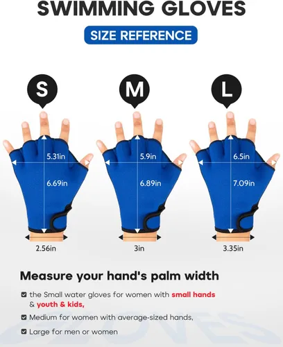 Miniatura 3 de FitsT4 Sports Guantes de natación con aletas Guantes de natación palmeados Fitness Aeróbico acuático Azul