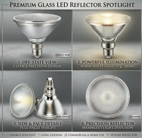 Miniatura 4 de Reflector de vidrio PAR38 bombillas LED, luz blanca cálida, 18 W, luz de inundación para interiores y exteriores, impermeable, paquete de 4