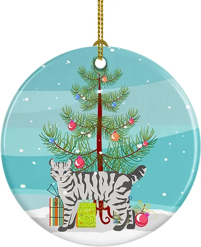 Miniatura 223 de Caroline's Treasures Adorno de cerámica con texto en inglés "Merry Christmas" para colgar en el árbol de Navidad, decoración para el hogar, Navidad