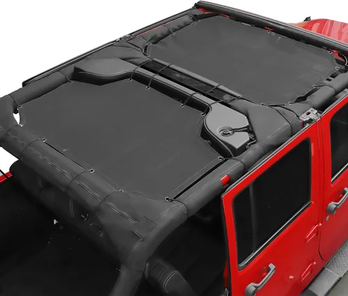 Miniatura 11 de JeCar Cubierta de malla para parasol delantero y trasero, protección UV, protección UV, accesorios exteriores compatibles con Jeep Wrangler de 4