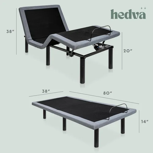 Miniatura 9 de Hedva Base de cama ajustable con motores de masaje, 4 puertos USB, luz LED, montaje en 5 minutos, múltiples posiciones preestablecidas para máxima