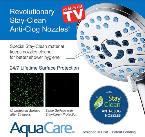 Miniatura 5 de Hotel Spa AquaCare for California As-Seen-On-TV High Pressure Handheld Rain 50-mode 3-way Shower Head Combo with Adjustable Arm, Anti-clog Jets, Tub