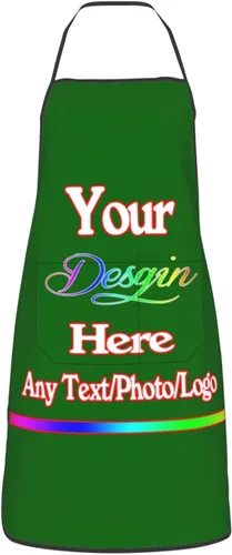 Miniatura 29 de Delantal de diseño personalizado para mujeres y hombres con bolsillos, delantal de cocina personalizado, diseño de logotipo de texto