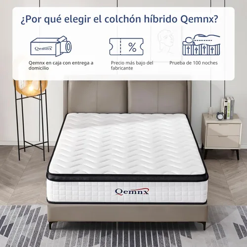 Miniatura 4 de Colchón híbrido tamaño individual XL de 12 pulgadas, firmeza media, espuma viscoelástica y resortes ensacables en bolsillo, soporte de borde