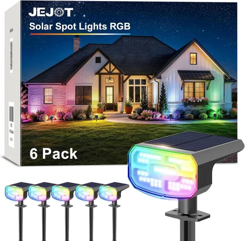 Miniatura 21 de JEJOT Luces solares para exteriores, impermeables, IP65, encendido/apagado automático, 2700 K, 2 modos de iluminación, LED súper brillante, luces