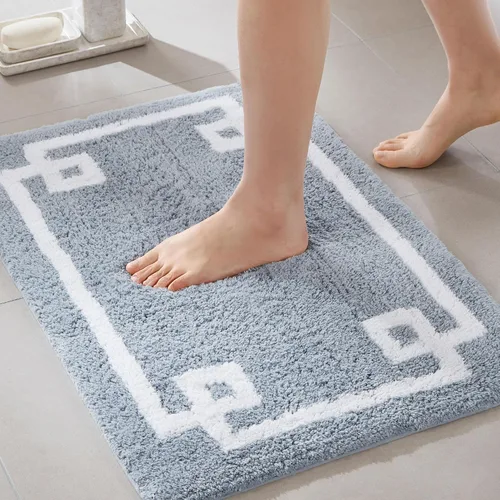 Madison Park Evan Alfombra de Baño 100% Algodón con Respaldo Antideslizante - Tapete de Baño de Felpa Copetuda Lujoso, Absorbente, Secado Rápido,