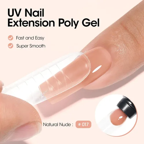 Miniatura 2 de GELLEN Natural Nude - Gel constructor de extensión de uñas de poligel, sin hema, TPO y TMPTA, 2.16 onzas 017 para engrosamiento de uñas de larga