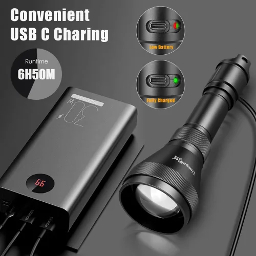 Miniatura 7 de H5 850nm IR Iluminador Linterna Luces para Visión Nocturna Iluminador Infrarrojo Linterna con Control Dual Interruptor de Presión Remoto, Cargador