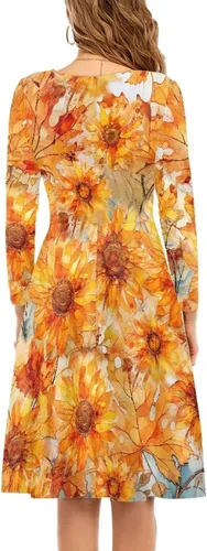 Miniatura 3 de Viewamoon Vestidos midi para mujer, vestido de manga larga para otoño, talla S-4XL