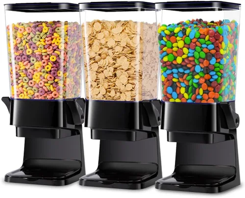 Miniatura 9 de Dispensador de cereales de 5L para encimera con tapas, contenedores de organización y almacenamiento para cocina y despensa, dispensador de arroz
