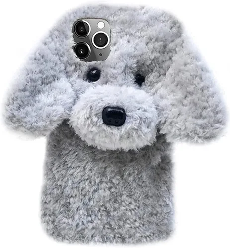 Miniatura 15 de UnnFiko Funda de felpa suave y cálida de invierno compatible con iPhone 6 y 6s, fundas de gato mullido, de piel esponjosa, hechas a mano para niñas
