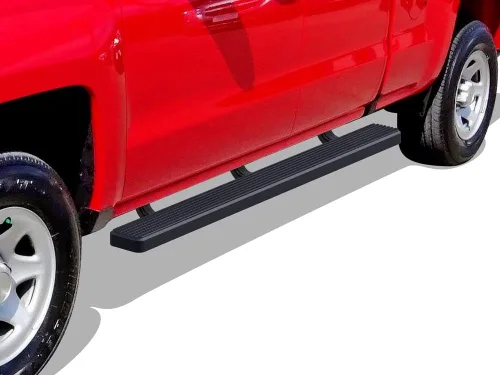 Miniatura 11 de APS - Estribos iBoard para Chevrolet con cabina extendida de 2 puertas completas + 2 puertas de apertura inversa, 4 pulgadas, Aluminio negro