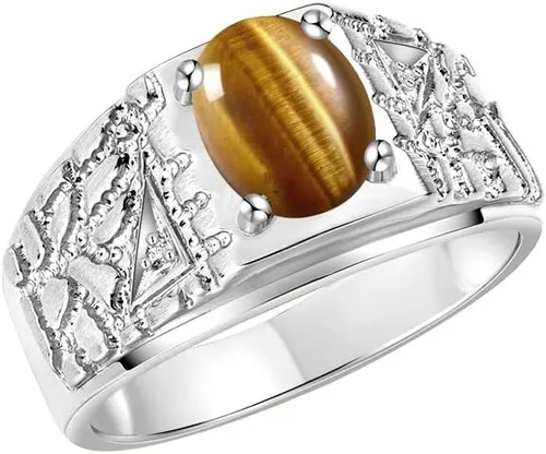 Miniatura 3 de Rylos Anillos para hombre Anillo de pepita de diseñador piedra preciosa ovalada de 9X7MM y diamantes brillantes - Anillos de piedra natal