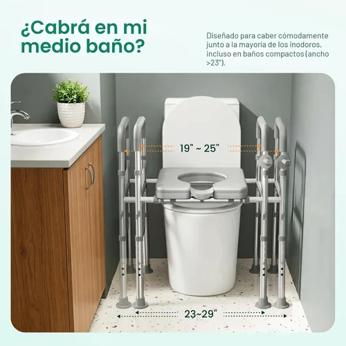 Miniatura 3 de HOMEAL Elevador de asiento de inodoro elevado con asas para personas mayores, 450 libras, silla cómoda 3 en 1 para discapacitados y pacientes