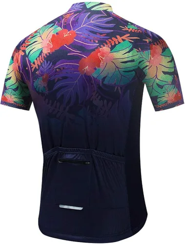 Miniatura 2 de XUNQI Jersey de ciclismo de manga corta reflectante con bolsa trasera con cremallera